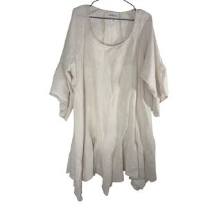 Camille & Co Women Beach Boho Lagenlook Handkerchief Hem Tunic Dress Linen XL